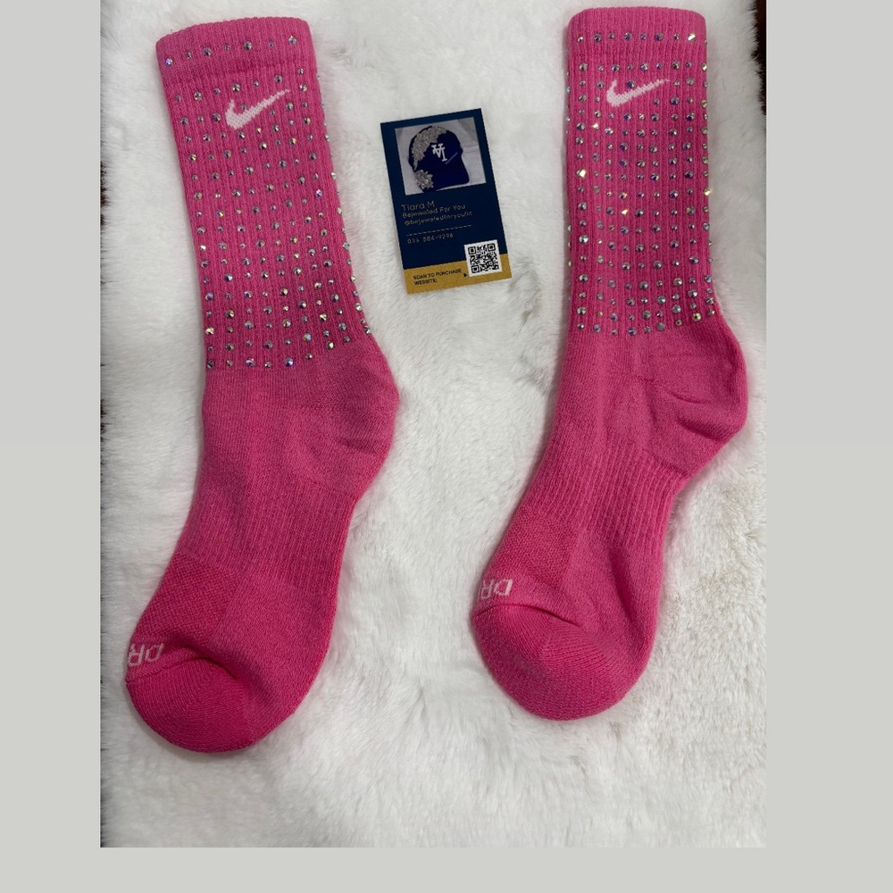 Nike Pink Rhinestone Socks